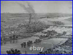 Richmond Virginia Confederate Capital 1863 Civil War birds-eye city view