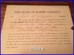 SIGNED 1861 Confederate Military Comm. ELLIS North Carolina CHATHAM Riflemen CSA