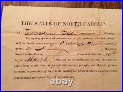 SIGNED 1862 Confederate Heavy Artillery ELLIS North Carolina 1st Batt WILMINGTON