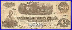 San Antonio Texas 1862 $100 Confederate States Currency CIVIL War Note Moneyt-40