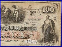 San Antonio Texas Manuscript 1862 $100 Confederate States Note CIVIL War T-41