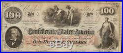 San Antonio Texas Manuscript 1862 $100 Confederate States Note CIVIL War T-41