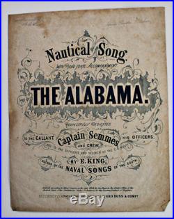 Sheet Music Civil War Confederate Navy The Alabama RARE