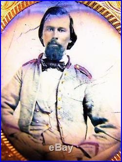 Sixth Plate Ambrotype Confederate Civil War Artillery soldier (published image)