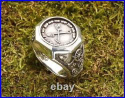 Sterling Silver Men's Metal Detector / Treasure Hunting Ring Confederate Buckle
