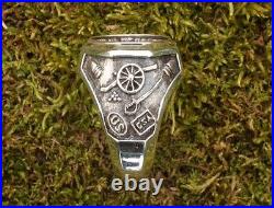 Sterling Silver Men's Metal Detector / Treasure Hunting Ring Confederate Buckle