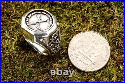 Sterling Silver Men's Metal Detector / Treasure Hunting Ring Confederate Buckle