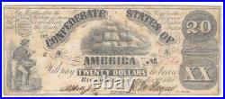 T-18 1861 $20 Confederate States Of America Note Pf-7 Cr-107 Pcgs Vf25 CIVIL War