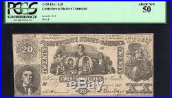 T-20 1861 $20 CONFEDERATE STATES Paper Money Civil War CSA Note PCGS 50 51357