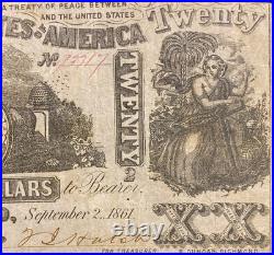 T-20 $20 1861 Confederate States Banknote Civil War Confederacy Money, PMG VF 20