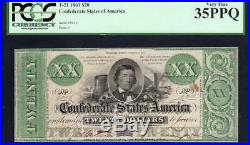 T-21 1861 $20 Confederate Currency Pcgs 35 Ppq CIVIL War Bill 9046