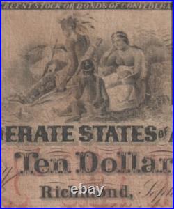 T-22 $10 1861 Confederate States Banknote Civil War Confederacy Money PCGS RARE