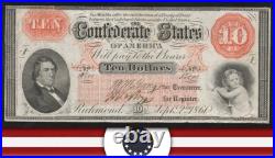 T-24 1861 $10 Confederate Currency CIVIL War Note Great Color 13501