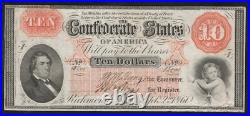 T-24 1861 $10 Confederate Currency CIVIL War Note Great Color 13501