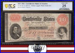 T-24 1861 $10 Confederate Currency Pcgs 25 CIVIL War Bill 32837