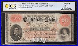 T-24 1861 $10 Confederate Currency Pcgs 25 CIVIL War Bill 32837