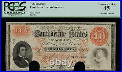 T-24 / PF-12 $10 1861 Confederate Currency CSA Civil War Graded PCGS 45 EF