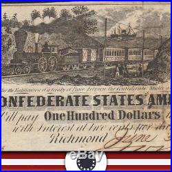 T-39 1862 $100 CONFEDERATE STATES Currency CSA Civil War Paper Money 4046