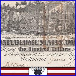 T-39 1862 $100 Confederate CIVIL War Train Note 7731