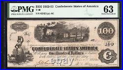 T-40 1862 $100 CONFEDERATE CURRENCY CIVIL WAR BILL PMG 63 comment 62922