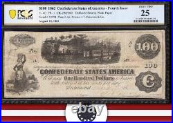 T-40 1862 $100 Confederate Currency TRAIN NOTE PCGS 25 CIVIL WAR BILL 34994