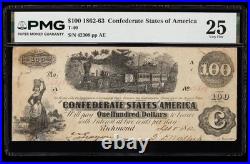 T-40 1862-1863 Confederate States $100 Civil War Rare CSA Banknote Currency, PMG