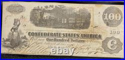 T-40 1862 Confederate States $100 Civil War AUGUSTA GEORGIA Currency, PCGS AU 55