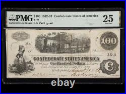 T-40 1862 Confederate States $100 Civil War SAN ANTONIO TX Stamp Currency, PMG