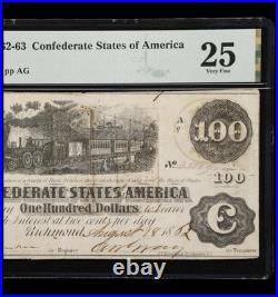 T-40 1862 Confederate States $100 Civil War SAN ANTONIO TX Stamp Currency, PMG