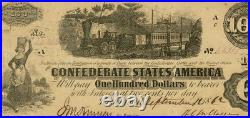 T-40 1862 Confederate States $100 Civil War TALLAHASSEE FL Currency, PMG ChAU 58