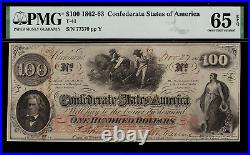 T-41 $100 1862 Confederate Currency CSA Civil War Graded PMG 65 EPQ Gem