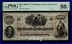 T-41 $100 1862 Confederate Currency CSA Civil War Graded PMG 66 EPQ
