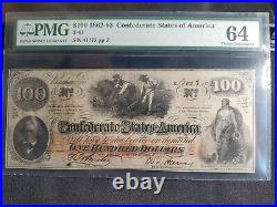 T-41 $100 1862 Confederate Currency CSA Civil War PMG 64 Uncirculated
