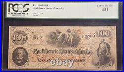 T-41 $100 1862 Confederate States Banknote Civil War Confederacy Money PCGS XF40