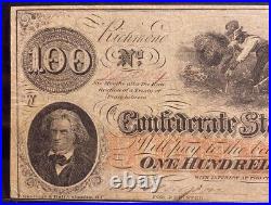 T-41 $100 1862 Confederate States Banknote Civil War Confederacy Money PCGS XF40