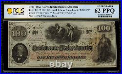 T-41 $100 1863 Confederate Currency CSA Civil War Graded PCGS 62 PPQ