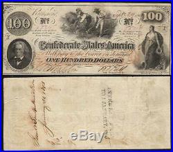 T-41 $100 Confederate Currency Very Fine CIVIL War Money 22811