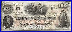 T-41 1862 $100 Confederate Currency Au CIVIL War Money 5772