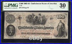 T-41 1862 $100 Confederate Currency Pmg 30 CIVIL War Money 1710