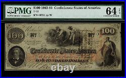 T-41 / PF-12 $100 1862 Confederate Currency CSA Civil War Graded PMG 64 EPQ
