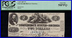 T-42 $2 1862 Confederate Currency CSA Civil War Graded PCGS 50PPQ