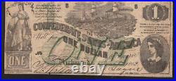 T-45 1862 $1 Confederate Currency CIVIL War Bill 48917
