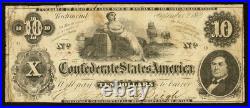 T-46 1862 Confederate States $10 Civil War, MINT ERROR Banknote Currency, PCGS