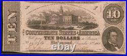 T-52 $10 1862 Confederate States Banknote Civil War Confederacy Currency PCGS 20