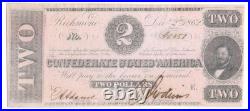 T-54 $2 Confederate Civil War Money Judah P. Benjamin Note PMG AU 58 High Grade