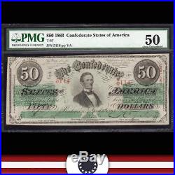 T-57 1963 $50 Confederate Currency Civil War CSA PMG 50 5114