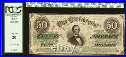 T-57 $50 1863 Confederate States Civil War Obsolete Banknote Currency, PCGS VF20