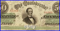 T-57 $50 1863 Confederate States Civil War Obsolete Banknote Currency, PCGS VF20