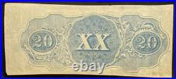 T-58 1863 Confederate States $20 Civil War Obsolete Banknote Currency, PCGS 35