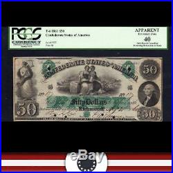 T-6 1861 $50 CONFEDERATE CURRENCY PCGS 40 comment CIVIL WAR MONEY 137